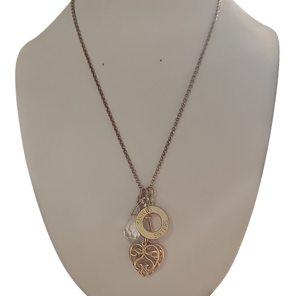 Mud Pie Gold-Tone 'Sisters' Heart Pendant Necklace